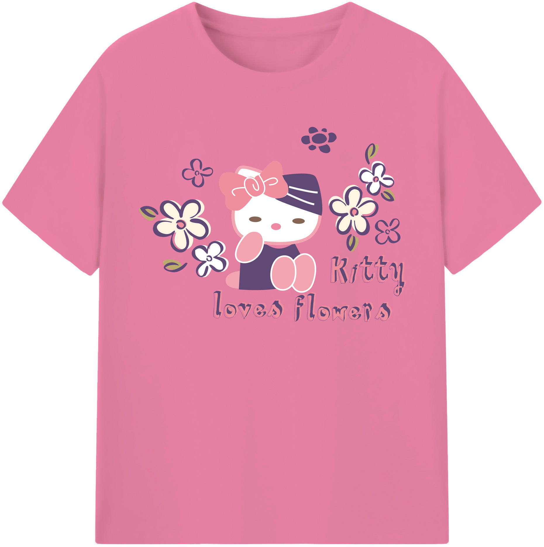（画像用） Hello Kitty ハローキティ 綿100％半袖Tシャツ（フロントプリント）